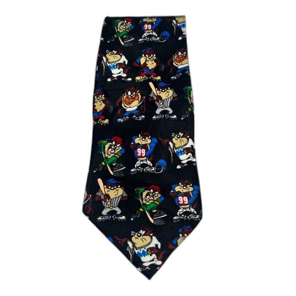 1998 Warner Bros. Looney Tunes Tazmanian Devil Black Sports Tie - Picture 1 of 4